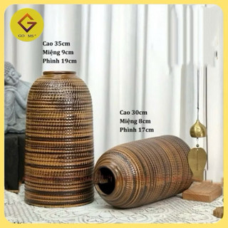 Bình hoa dáng chuông thon cao có cổ gốm sứ Bát Tràng 32cm, 36cm và 42cm trang trí phòng khách-trưng lên ban thần tài
