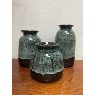 Set 3 Lọ Hoa Men Hoả Biến Để Bàn Phù Hợp Decor Nhà Cửa, Men Mộc Cắm Đa Dạng Các Loại Hoa