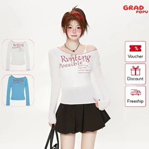 Áo thun dài tay nữ GRADPOPU trễ một bên vai độc đáo ôm sát tôn dáng đẹp thon gọn và tinh tế DT229