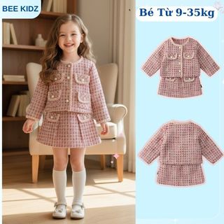 BST Set Dạ Cho Bé Gái, Set Dạ Sang Chảnh Cho Bé Gái Chất Liệu Dạ Mềm Mại Ấm Áp Mùa Đông Noel