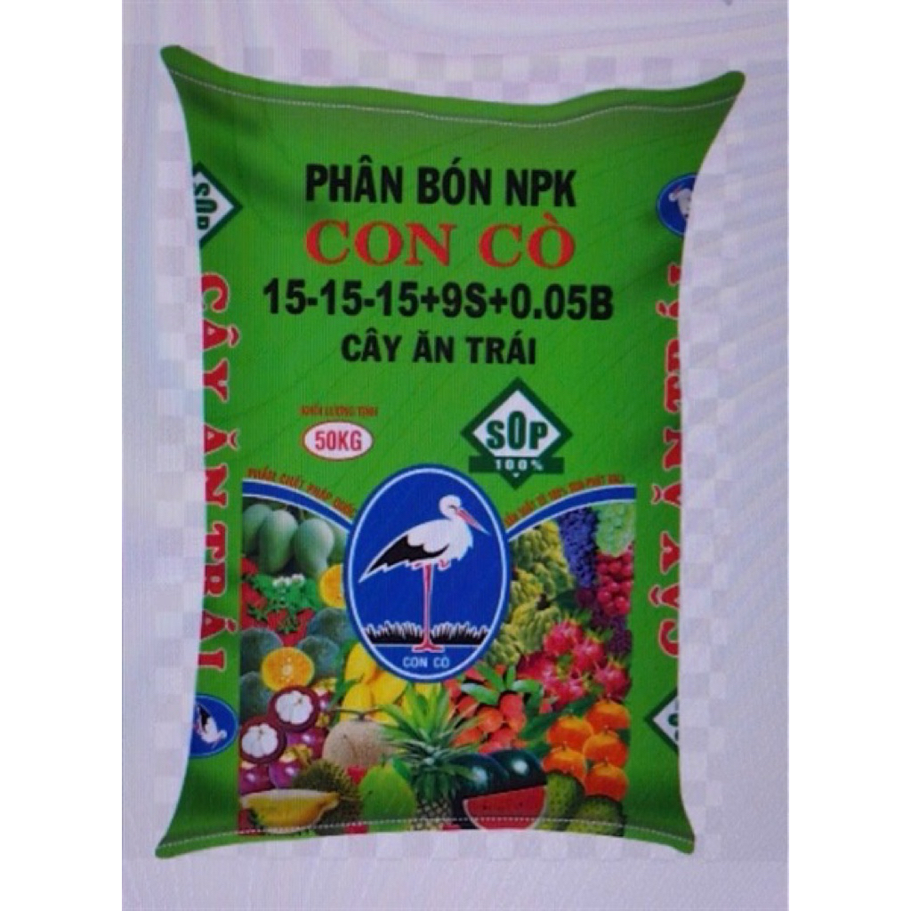 1 Bao NPK 3 con cò 15-15-15 Chuyên cho cây ăn trái- kali trắng- Bao 25kg