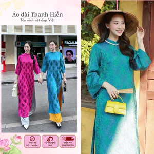 Áo dài cách tân nữ gấm thọ dơi dáng suông cổ 2cm tay lỡ (AK13) Áo dài Thanh Hiền