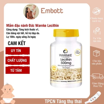 Mầm đậu nành Đức Warnke Lecithin 500mg lọ 100v cân bằng nội tiết tố nữ Embott