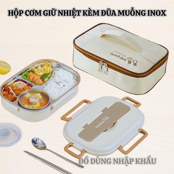 Hộp cơm văn phòng giữ nhiệt LUNCH BOX - Hộp cơm trưa inox 304 giữ nhiệt, dùng được cho lò vi sóng