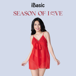 [SEASON OF LOVE] Váy ngủ Đầm ngủ voan mỏng babydoll nóng bỏng gợi cảm màu đỏ iBasic SW083