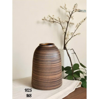 Lọ Hoa, Bình Cắm Hoa Dáng Chuông Men Nâu Cao 25cm Và 30cm Mộc Gốm Sứ Bát Tràng
