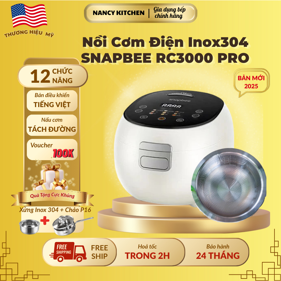 [Chính hãng] Nồi Cơm Điện Đa Năng SnapBee RC3000 PRO – Lòng Nồi Inox ...