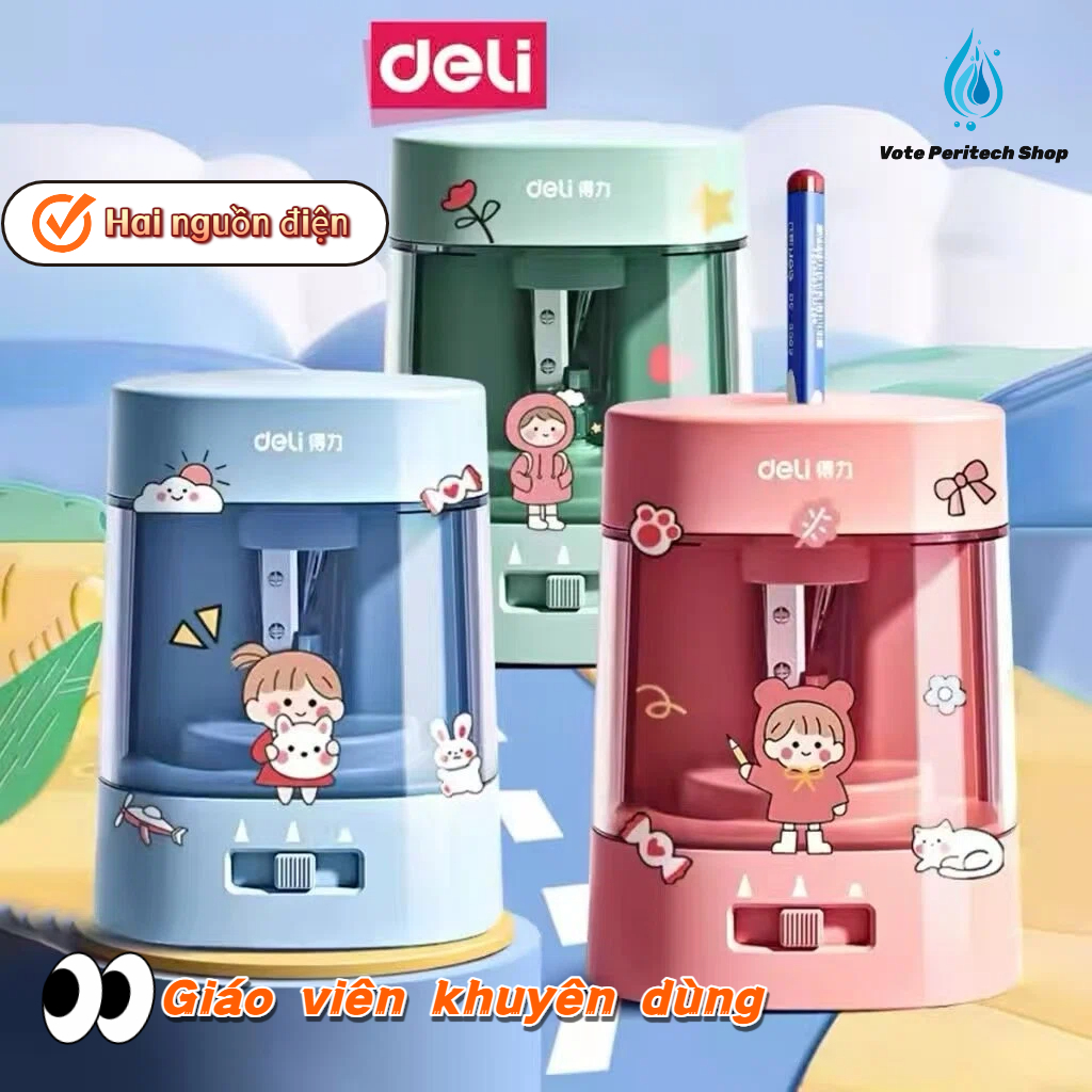 Gọt Bút Chì Điện Deli Deli Chuốt Chì Tự Động 3 Chế Độ Tiện Lợi Nhanh Chóng Phù Hợp Với Mọi Loại Chì