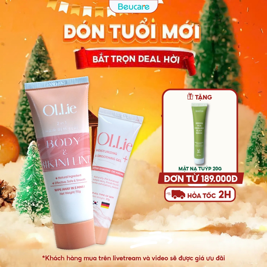 Combo kem tẩy lông và kem dưỡng Ollie tẩy vùng kín, nách, tay, chân , an toàn không đau rát,dưỡng da phù hợp mọi loại da