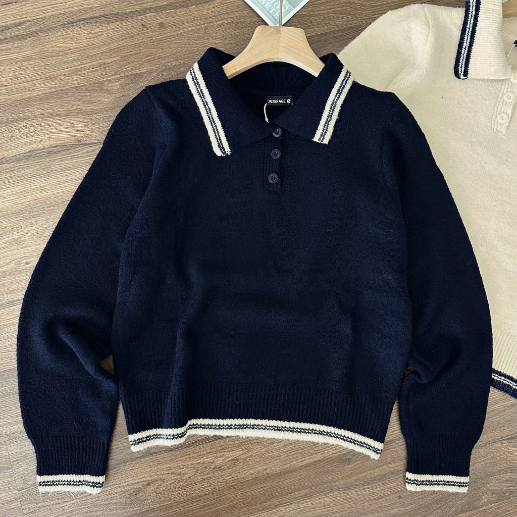 Áo Len Tay Dài Mirage Trơn Phối Viền Local Brand, Chất Len Mềm Mịn.