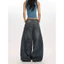 Quần Jean Cạp Trễ Wash GODMOTHER Quần Denim Ống Rộng Xanh Wash Đường Phố Hàn Quốc Phong Cách Unisex
