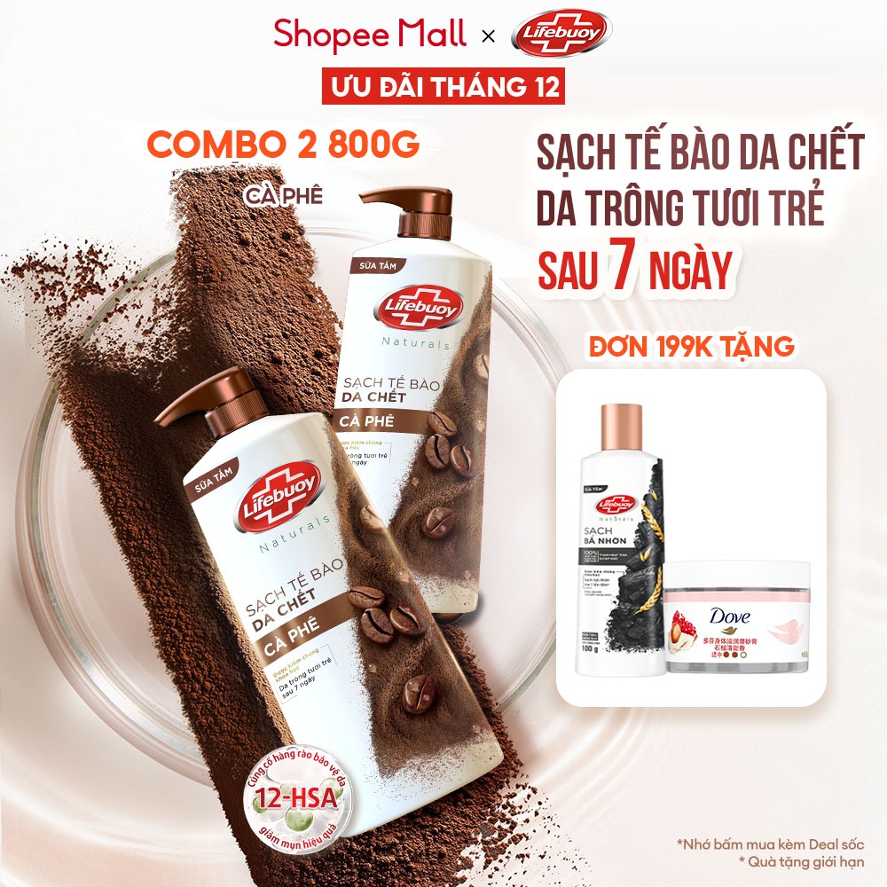 Combo 2 Sữa tắm Lifebuoy Cà Phê 800g Chăm Sóc Chuyên Sâu