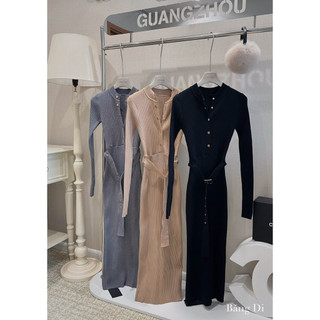 Váy Len Body Maxi Khuy Ngực Đai Eo Chuẩn Đoàn Thương