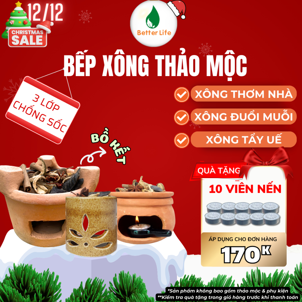 Bếp xông thảo mộc bồ kết Better Life đốt xông nhập trạch nhà mới, phòng trọ, tẩy uế cửa hàng