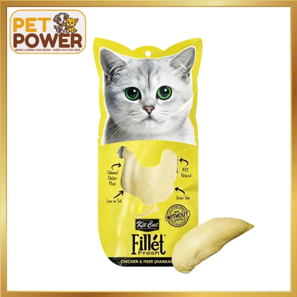 Thức ăn ướt cho mèo KitCat Fillet Fresh – Thịt nguyên miếng 100% – Gói 30g – Nhiều vị