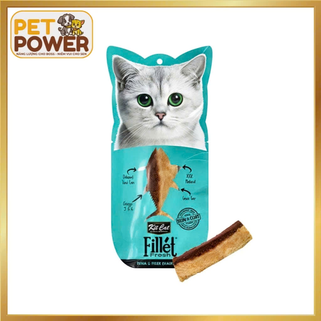 Thức ăn ướt cho mèo KitCat Fillet Fresh – Thịt nguyên miếng 100% – Gói 30g – Nhiều vị