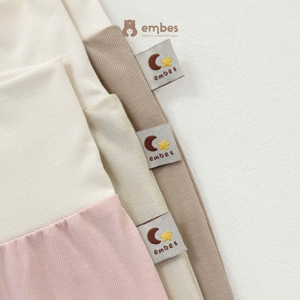 Bộ Sơ Sinh Dài Tay Embes, Bộ Dài Tay Hình In Ngực Cạp Cao Cài Cúc Cổ Chất Cotton Cho Bé Từ 0-9 Tháng
