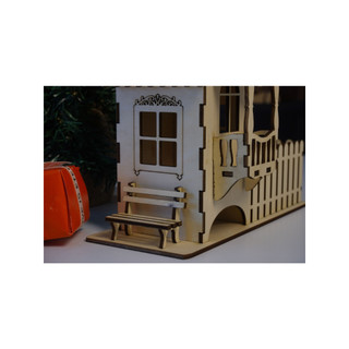 HDLaser mô hình nhà lắp ghép DIY-home HDH001(11x20x15cm)