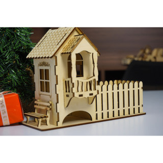 HDLaser mô hình nhà lắp ghép DIY-home HDH001(11x20x15cm)