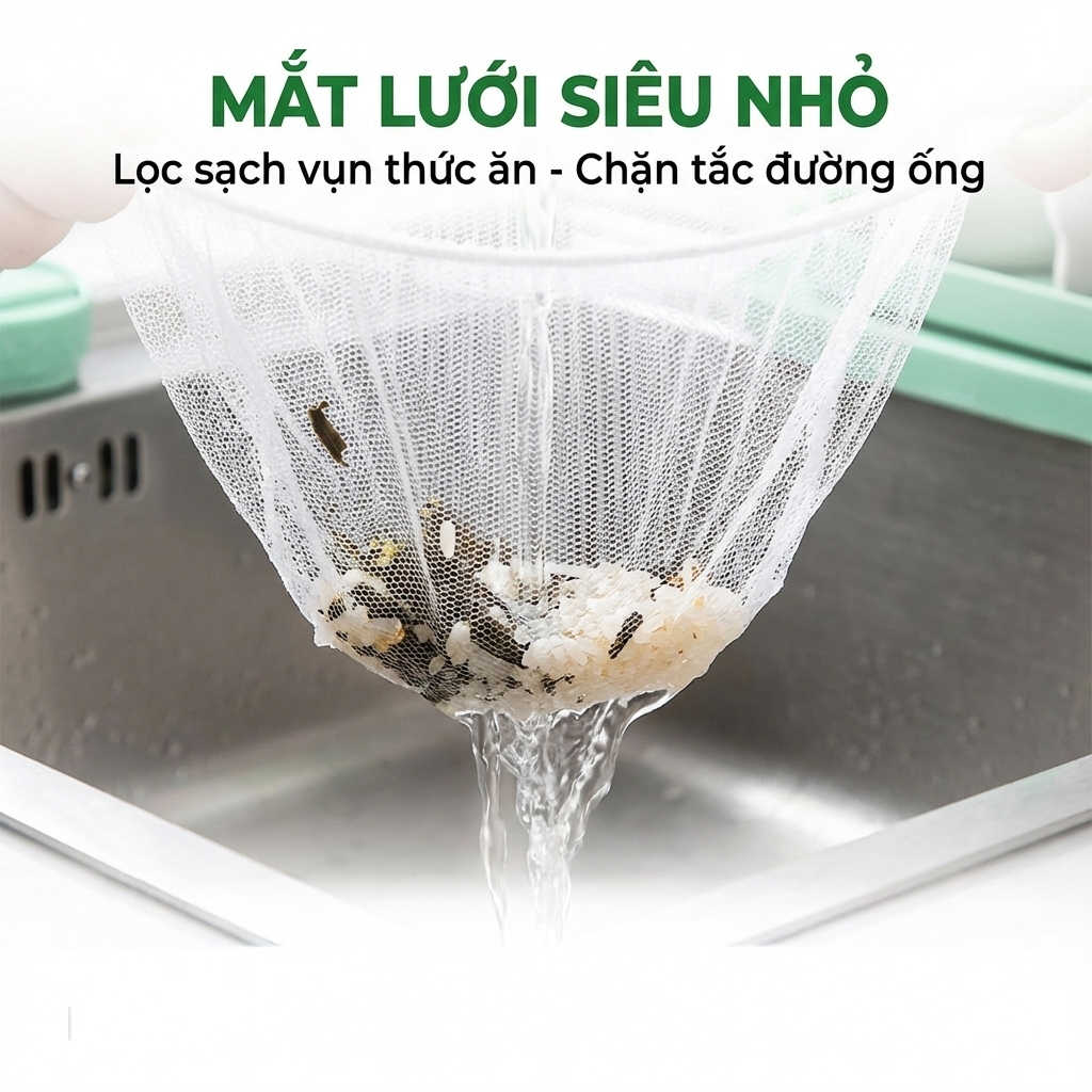 COMBO 100 Túi lọc rác bồn rửa chén bát tiện lợi, Lọc rác chống tắc cống hiệu quả giữ nhà bếp