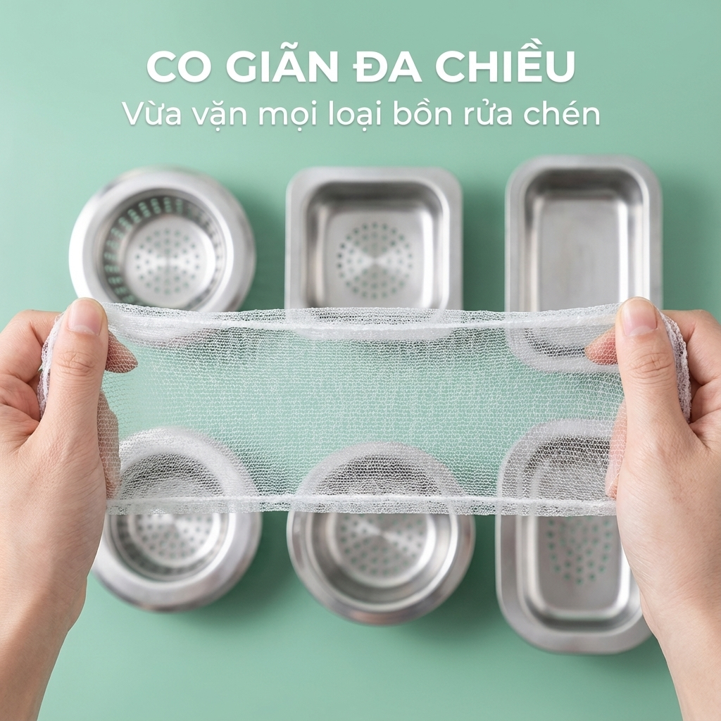 COMBO 100 Túi lọc rác bồn rửa chén bát tiện lợi, Lọc rác chống tắc cống hiệu quả giữ nhà bếp