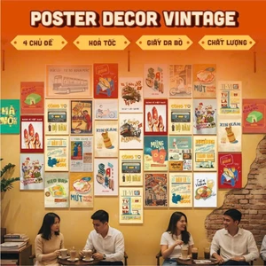 Set 50 Tranh Dán Tường Quán Cà Phê Vintage Retro Decor quán cafe, Coffee trang trí phòng