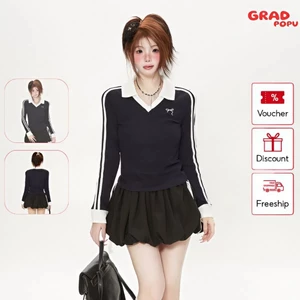 Áo thun dài tay GRADPOPU chất nỉ cổ bẻ độc đáo đẹp và cực kỳ gợi cảm họa tiết thiết kế tinh tế DT240