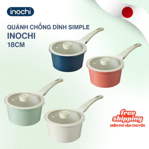 Quánh vân đá Omi Simple Inochi 18cm có nắp đậy, lớp chống dính cao cấp, kháng khuẩn 99.9%, phù hợp mọi loại bếp
