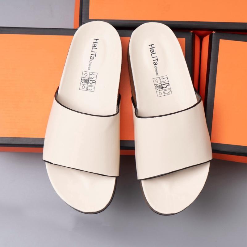 [H HaLiTa Dép Đế Trấu] Bản Nâng Cấp Unisex Basic Vintage Đế Bằng Bọc Mặt Da Chống Trơn Giảm Đau Đớn Và Mỏi Chân Phom Bàn
