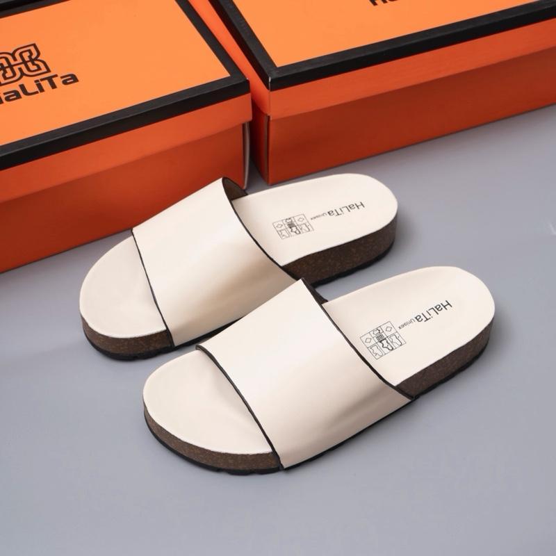 [H HaLiTa Dép Đế Trấu] Bản Nâng Cấp Unisex Basic Vintage Đế Bằng Bọc Mặt Da Chống Trơn Giảm Đau Đớn Và Mỏi Chân Phom Bàn