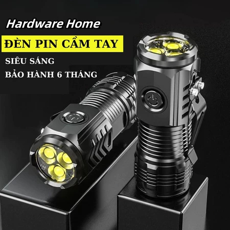 ĐÈN PIN CẦM TAY MINI SIÊU SÁNG, CHIẾU XA 5 CHẾ ĐỘ SÁNG, Sạc Type C Chống Thấm Nước