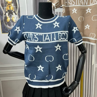 Áo len nữ cộc tay cổ tròn hoạ tiết ngôi sao chữ ngang ngực len mtg free size 819