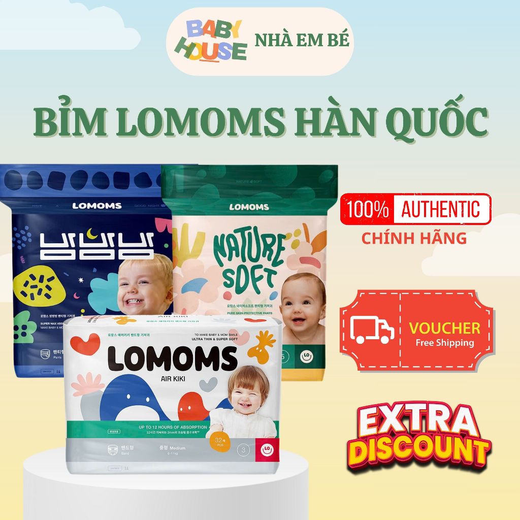 Nhà Em Bé - Tã/Bỉm quần Lomoms Nature Soft Air KiKi Bambambam nội địa Hàn Quốc thoáng khí 2 chiều, an toàn cho bé