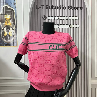 Áo len nữ cộc tay cổ tròn hoạ tiết len mềm dệt kim free size 813
