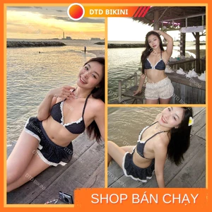 DTD SWIMWEAR Bikini quần kín đáo hoạ tiết chấm bi đi biển năng động