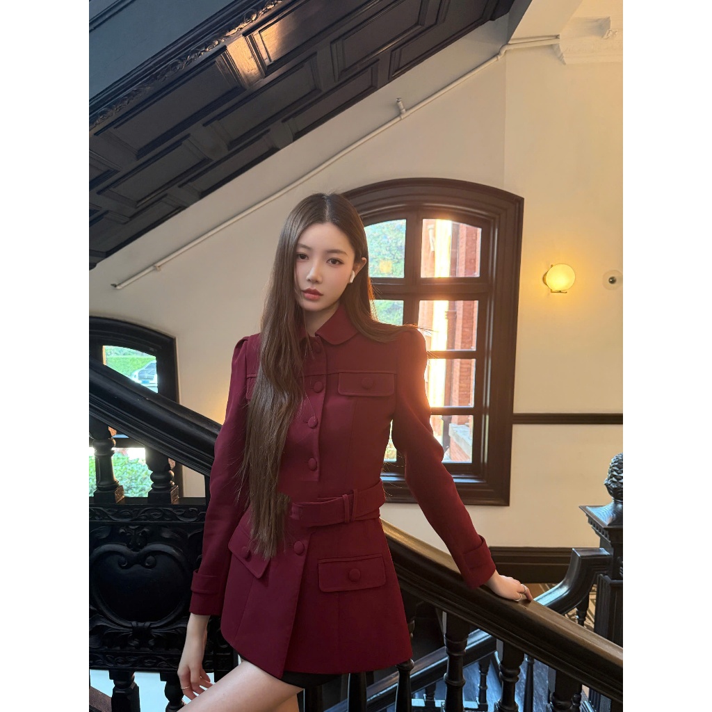 CC] S510 Đầm Vest Cao Cấp Đỏ Rượu Chất Liệu Chéo Ý Dáng Ôm nhẹ Sang Trọng Đẳng Cấp