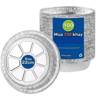 Khay đĩa giấy bạc 22cm Lót Nôi chiên Không Dầu, Lò Nướng - Khuôn Đĩa Nhôm Đựng Thức Án, Thực Phẩm