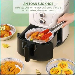 Khay đĩa giấy bạc 22cm Lót Nôi chiên Không Dầu, Lò Nướng - Khuôn Đĩa Nhôm Đựng Thức Án, Thực Phẩm