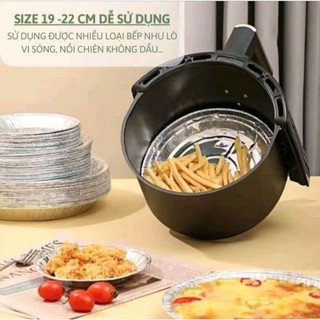 Khay đĩa giấy bạc 22cm Lót Nôi chiên Không Dầu, Lò Nướng - Khuôn Đĩa Nhôm Đựng Thức Án, Thực Phẩm