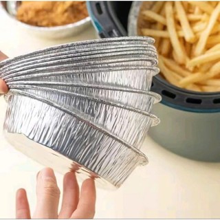 Khay đĩa giấy bạc 22cm Lót Nôi chiên Không Dầu, Lò Nướng - Khuôn Đĩa Nhôm Đựng Thức Án, Thực Phẩm