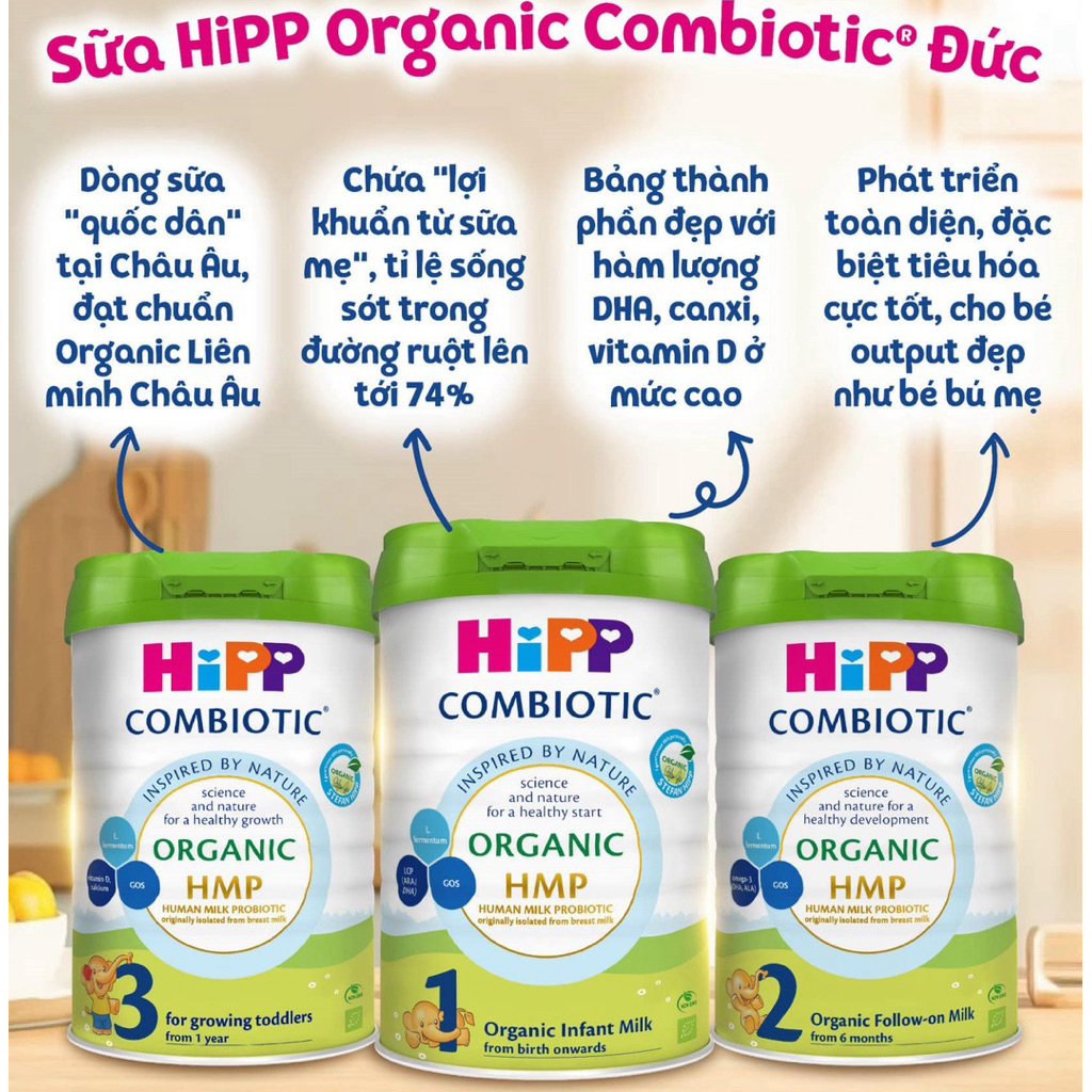 { Chính hãng} Sữa bột Hipp Combiotic cho bé số 1-2-3 ( 1 lon tặng 1 hộp bột)