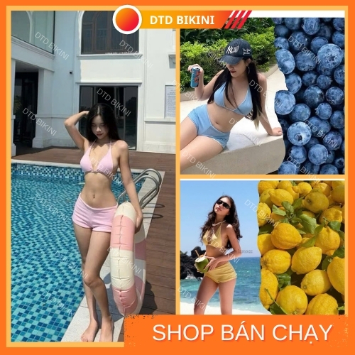 D.T.D BIKINI SWIMWEAR | Bikini kín đáo màu nâu dạng quần đi biển áo tam giác mix quần đùi