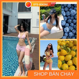 D.T.D BIKINI SWIMWEAR | Bikini kín đáo màu nâu dạng quần đi biển áo tam giác mix quần đùi