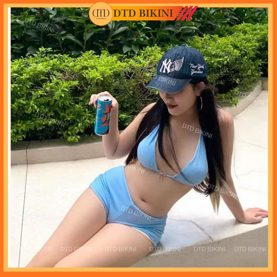 D.T.D BIKINI SWIMWEAR | Bikini kín đáo màu nâu dạng quần đi biển áo tam giác mix quần đùi