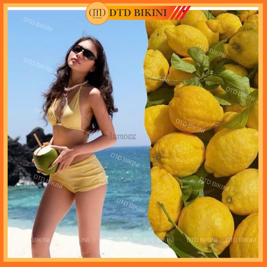 D.T.D BIKINI SWIMWEAR | Bikini kín đáo màu nâu dạng quần đi biển áo tam giác mix quần đùi