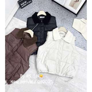 QCL1 #805 Áo gile phao M I N cổ lông siêu hot siêu đẹp(Freesz)