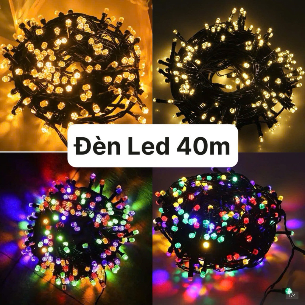 Dây đèn LED 40M chiếu sáng chớp lục giác 40M 20M loại chính hãng tô điểm lễ Tết có phích kết nối điện