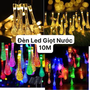 Đèn Led Dài 10M Hình Giọt Nước 28 bóng đèn Có Đầu Nối, đèn trang trí vàng ấm và đủ màu trang trí tết, noel