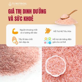TS Nutrioil Muối Hồng Himalaya Hạt Mịn 500g, Giàu 84 Khoáng Chất, Tốt Cho Tim Mạch, Ăn Kiêng, Detox