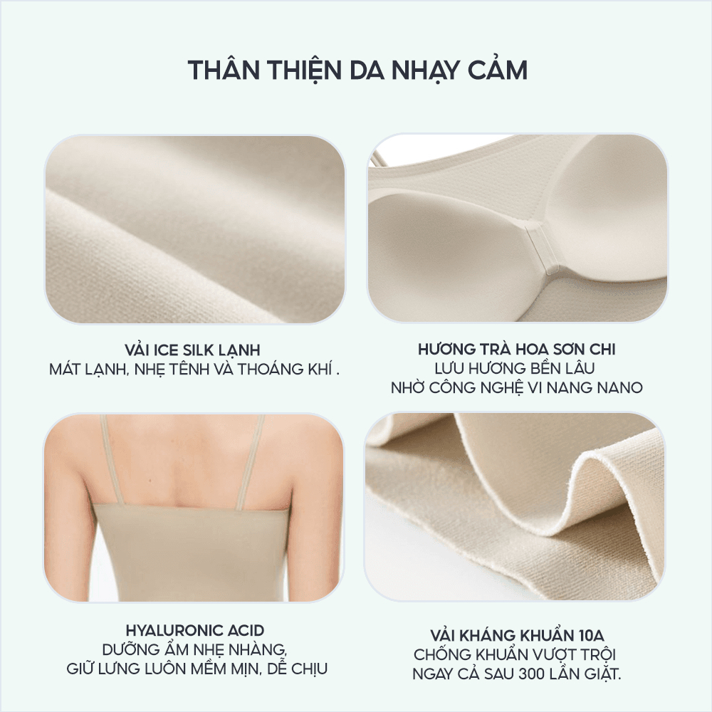 [SANTONY PIER N°5 x HƯƠNG GIANG] Áo hai dây  – Hương hoa sơn trà, mát lạnh HA, cotton siêu mỏng, kháng khuẩn - 5601